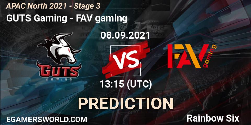 GUTS Gaming - FAV gaming: прогноз. 08.09.2021 at 13:15, Rainbow Six, APAC North 2021 - Stage 3