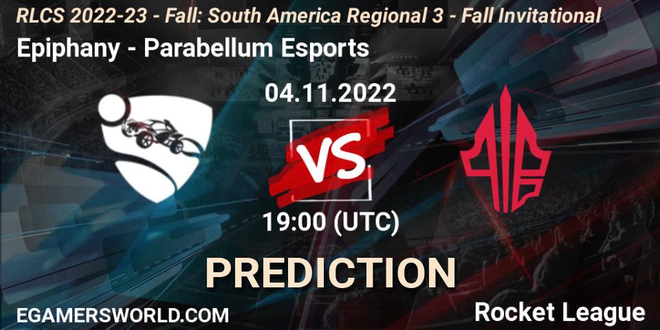 Epiphany - Parabellum Esports: прогноз. 04.11.2022 at 19:00, Rocket League, RLCS 2022-23 - Fall: South America Regional 3 - Fall Invitational