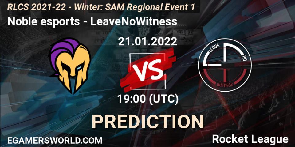 Noble esports - LeaveNoWitness: прогноз. 21.01.2022 at 19:00, Rocket League, RLCS 2021-22 - Winter: SAM Regional Event 1