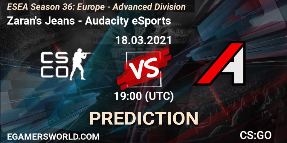 Zaran's Jeans - Audacity eSports: прогноз. 18.03.2021 at 19:00, Counter-Strike (CS2), ESEA Season 36: Europe - Advanced Division