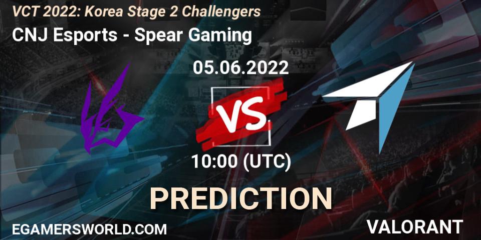 CNJ Esports - Spear Gaming: прогноз. 05.06.2022 at 09:30, VALORANT, VCT 2022: Korea Stage 2 Challengers