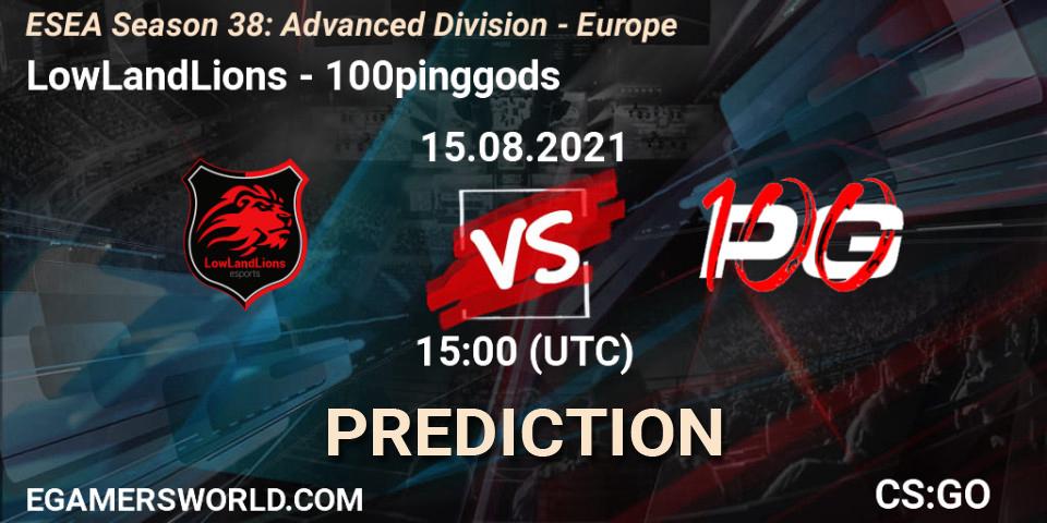 LowLandLions - 100pinggods: прогноз. 15.08.2021 at 15:00, Counter-Strike (CS2), ESEA Season 38: Advanced Division - Europe