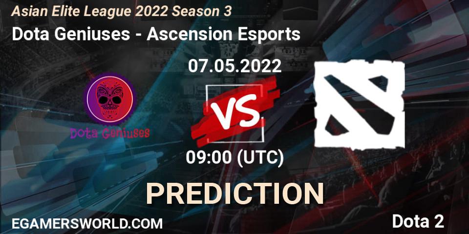 Dota Geniuses - Ascension Esports: прогноз. 07.05.2022 at 08:57, Dota 2, Asian Elite League 2022 Season 3