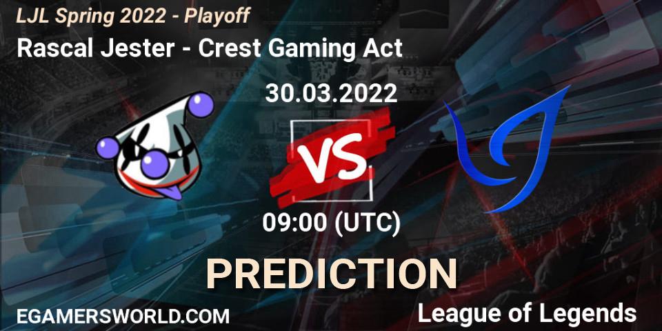 Rascal Jester - Crest Gaming Act: прогноз. 30.03.2022 at 09:00, LoL, LJL Spring 2022 - Playoff 