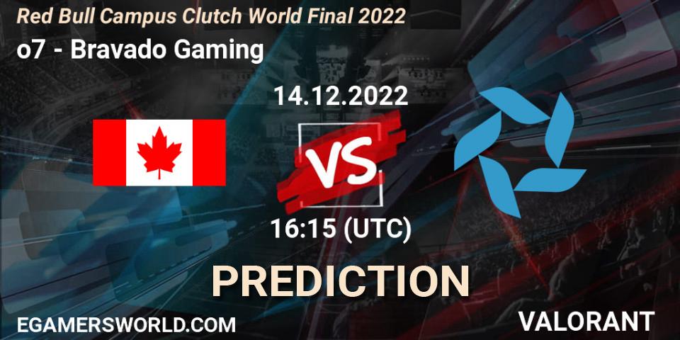 o7 - Bravado Gaming: прогноз. 14.12.2022 at 15:15, VALORANT, Red Bull Campus Clutch World Final 2022