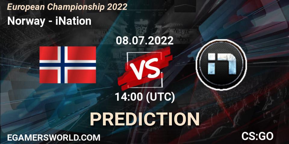 Norway - iNation: прогноз. 08.07.2022 at 14:00, Counter-Strike (CS2), European Championship 2022