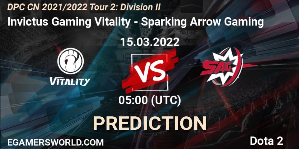 Invictus Gaming Vitality - Sparking Arrow Gaming: прогноз. 15.03.22, Dota 2, DPC 2021/2022 Tour 2: CN Division II (Lower)