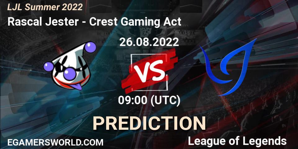 Rascal Jester - Crest Gaming Act: прогноз. 26.08.22, LoL, LJL Summer 2022