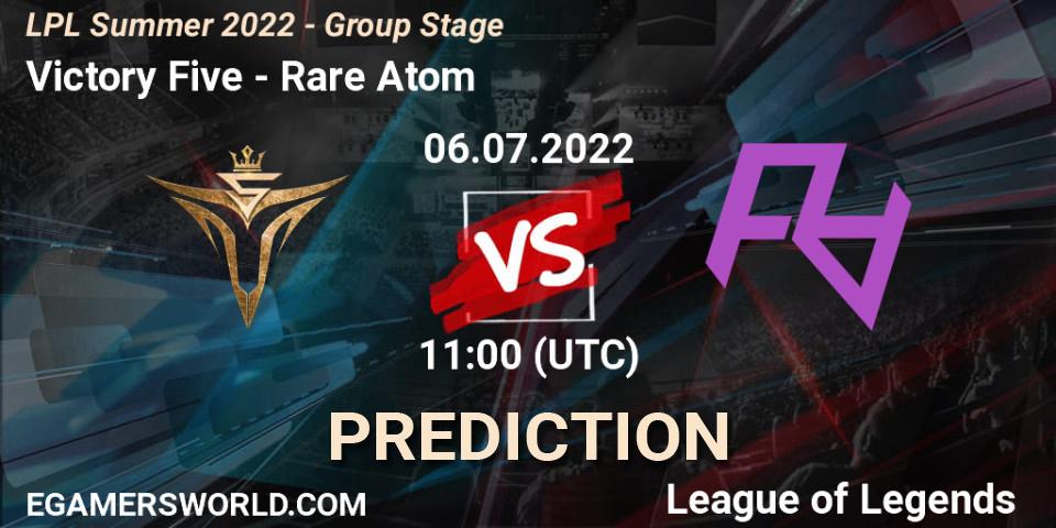 Victory Five - Rare Atom: прогноз. 06.07.2022 at 11:40, LoL, LPL Summer 2022 - Group Stage