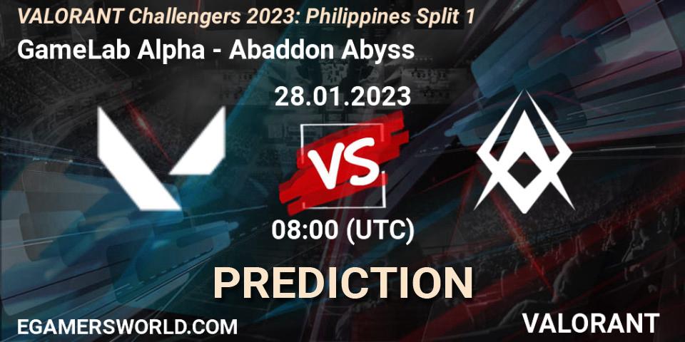 GameLab Alpha - Abaddon Abyss: прогноз. 28.01.23, VALORANT, VALORANT Challengers 2023: Philippines Split 1