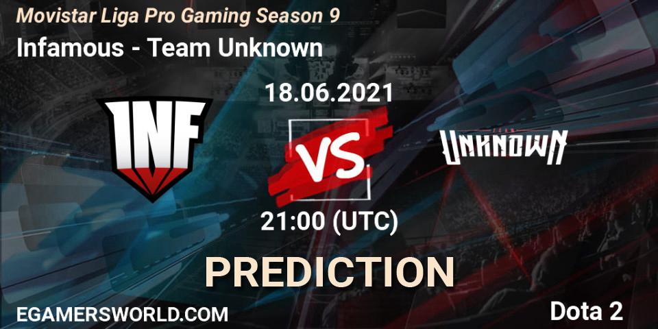 Infamous - Team Unknown: прогноз. 18.06.2021 at 21:00, Dota 2, Movistar Liga Pro Gaming Season 9