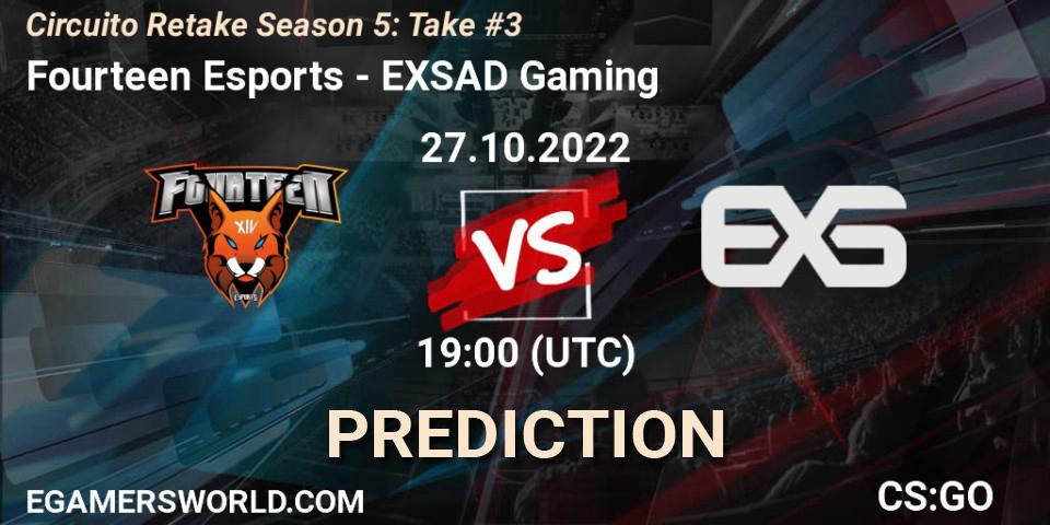 Fourteen Esports - EXSAD Gaming: прогноз. 27.10.2022 at 19:00, Counter-Strike (CS2), Circuito Retake Season 5: Take #3