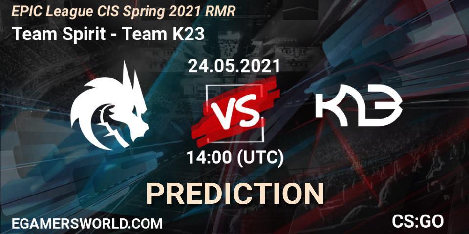 Team Spirit - Team K23: прогноз. 24.05.2021 at 14:00, Counter-Strike (CS2), EPIC League CIS Spring 2021 RMR