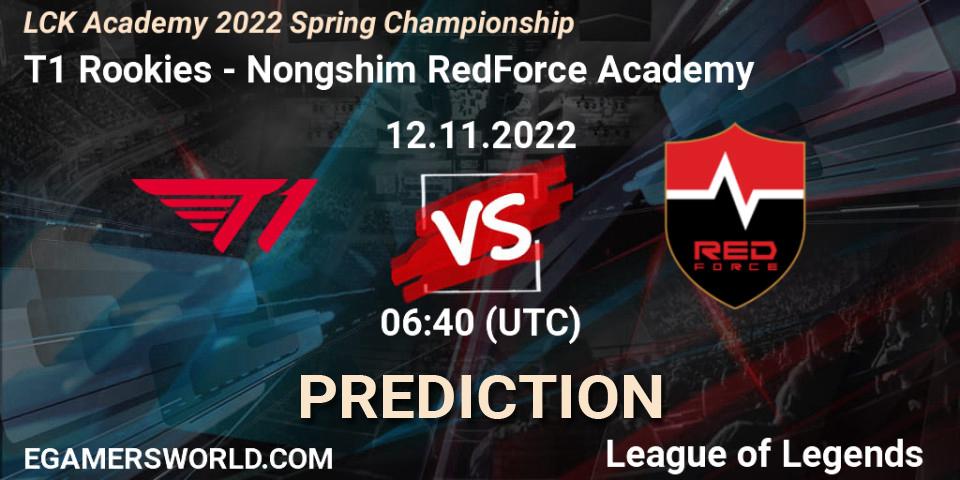 T1 Rookies - Nongshim RedForce Academy: прогноз. 12.11.2022 at 06:40, LoL, LCK Academy 2022 Spring Championship