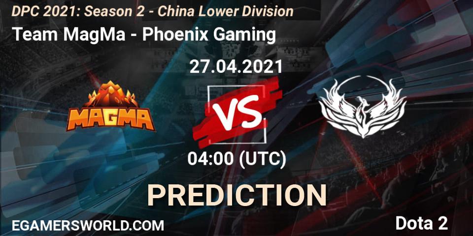 Team MagMa - Phoenix Gaming: прогноз. 27.04.2021 at 03:55, Dota 2, DPC 2021: Season 2 - China Lower Division