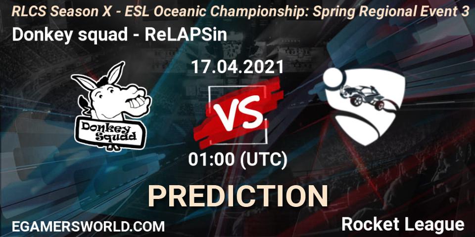 Donkey squad - ReLAPSin: прогноз. 17.04.2021 at 01:00, Rocket League, RLCS Season X - ESL Oceanic Championship: Spring Regional Event 3