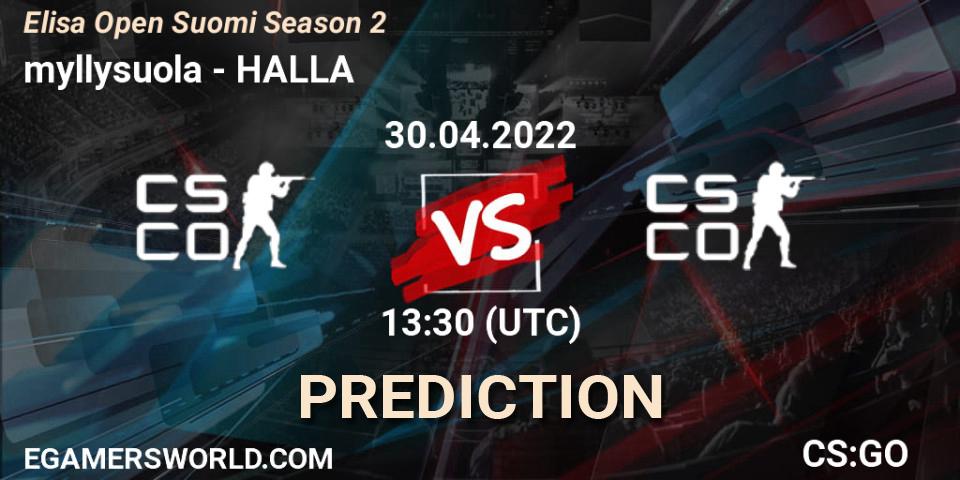 myllysuola - HALLA: прогноз. 30.04.2022 at 13:30, Counter-Strike (CS2), Elisa Open Suomi Season 2