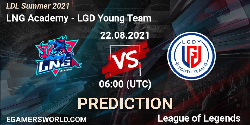 LNG Academy - LGD Young Team: прогноз. 22.08.2021 at 06:00, LoL, LDL Summer 2021