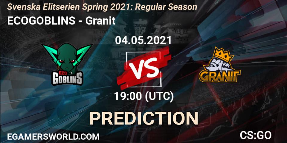 ECOGOBLINS - Granit: прогноз. 04.05.2021 at 19:00, Counter-Strike (CS2), Svenska Elitserien Spring 2021: Regular Season