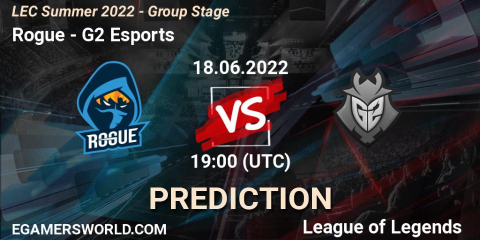 Rogue - G2 Esports: прогноз. 18.06.2022 at 19:00, LoL, LEC Summer 2022 - Group Stage