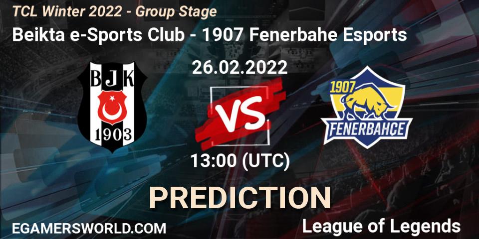 Beşiktaş e-Sports Club - 1907 Fenerbahçe Esports: прогноз. 26.02.2022 at 13:00, LoL, TCL Winter 2022 - Group Stage