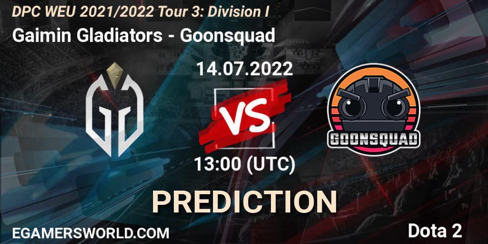Gaimin Gladiators - Goonsquad: прогноз. 14.07.2022 at 12:55, Dota 2, DPC WEU 2021/2022 Tour 3: Division I