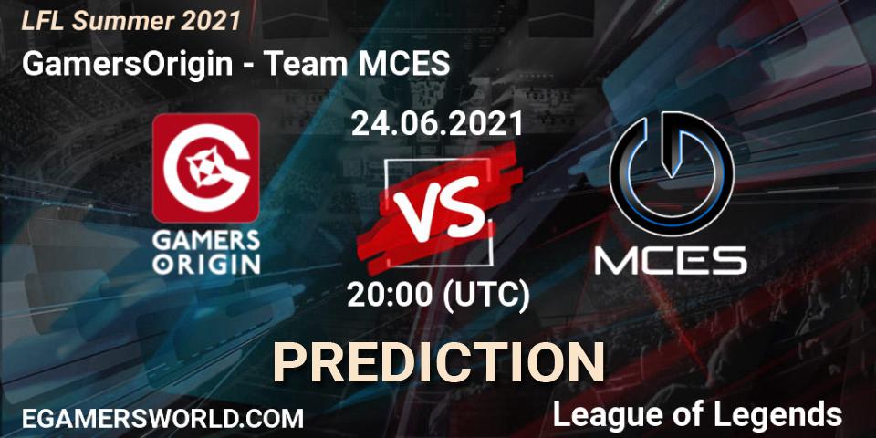 GamersOrigin - Team MCES: прогноз. 24.06.2021 at 20:00, LoL, LFL Summer 2021