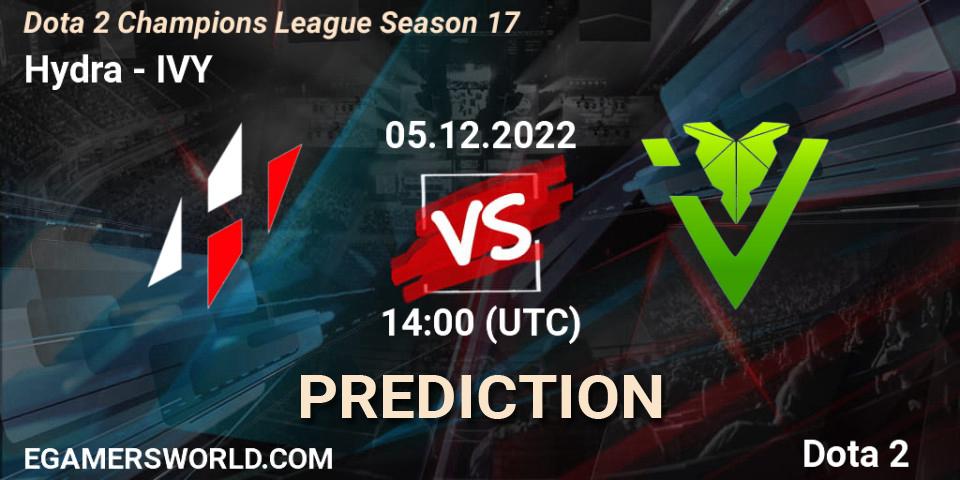 Hydra - IVY: прогноз. 05.12.2022 at 14:00, Dota 2, Dota 2 Champions League Season 17