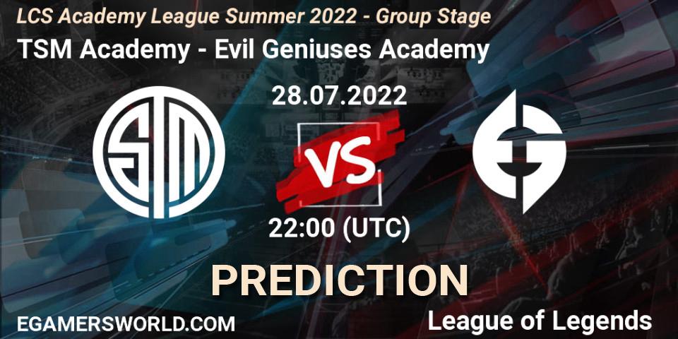 TSM Academy - Evil Geniuses Academy: прогноз. 28.07.2022 at 22:00, LoL, LCS Academy League Summer 2022 - Group Stage