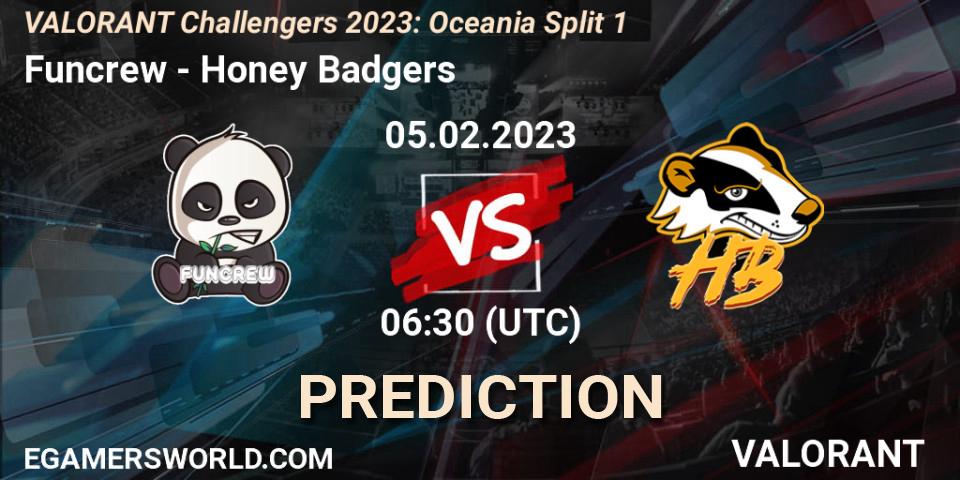 Funcrew - Honey Badgers: прогноз. 05.02.23, VALORANT, VALORANT Challengers 2023: Oceania Split 1