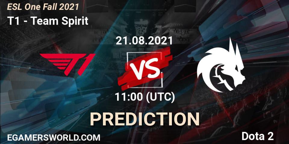 T1 - Team Spirit: прогноз. 21.08.2021 at 11:45, Dota 2, ESL One Fall 2021