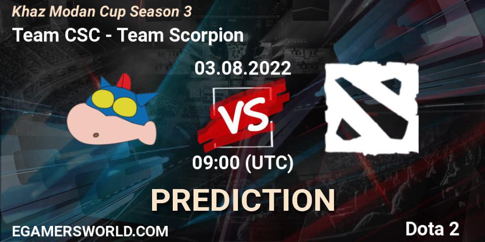 Team CSC - Team Scorpion: прогноз. 03.08.2022 at 09:38, Dota 2, Khaz Modan Cup Season 3