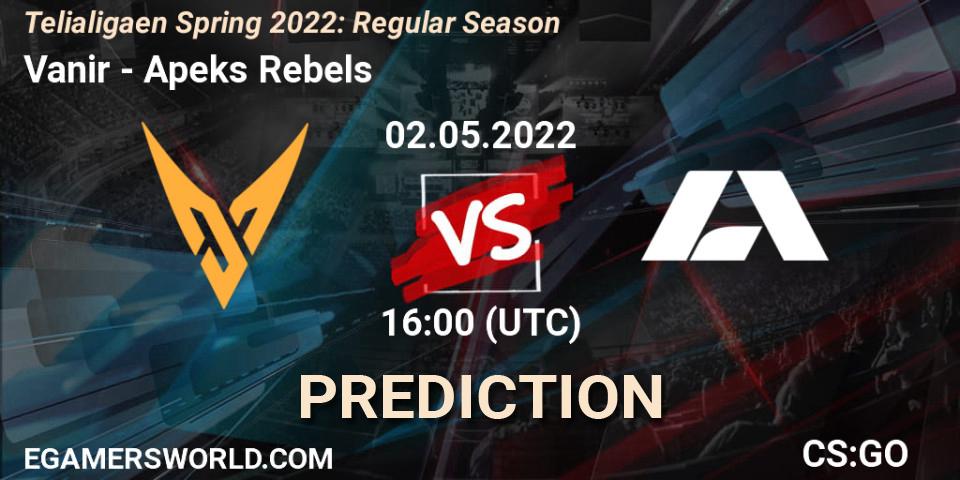 Vanir - Apeks Rebels: прогноз. 02.05.2022 at 16:00, Counter-Strike (CS2), Telialigaen Spring 2022: Regular Season