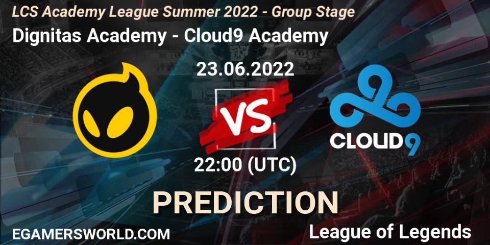 Dignitas Academy - Cloud9 Academy: прогноз. 23.06.22, LoL, LCS Academy League Summer 2022 - Group Stage