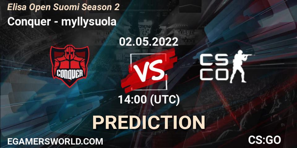 Conquer - myllysuola: прогноз. 02.05.2022 at 14:00, Counter-Strike (CS2), Elisa Open Suomi Season 2