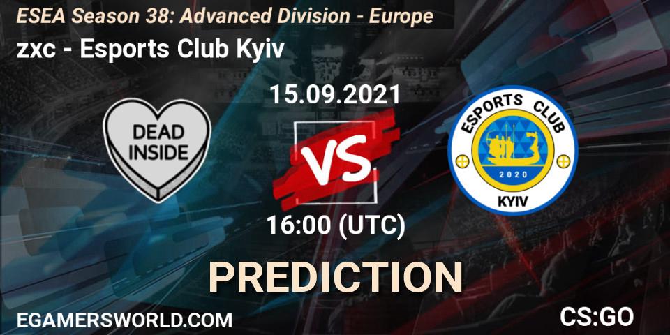 zxc - Esports Club Kyiv: прогноз. 15.09.2021 at 16:00, Counter-Strike (CS2), ESEA Season 38: Advanced Division - Europe