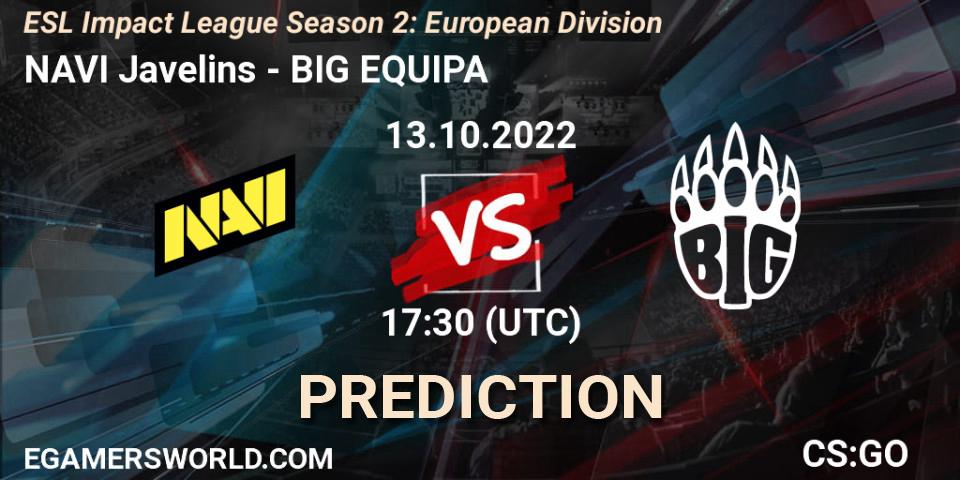 NAVI Javelins - BIG EQUIPA: прогноз. 13.10.2022 at 17:30, Counter-Strike (CS2), ESL Impact League Season 2: European Division