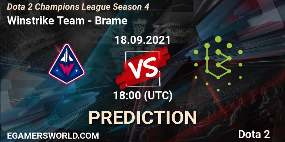 Winstrike Team - Brame: прогноз. 18.09.2021 at 18:09, Dota 2, Dota 2 Champions League Season 4