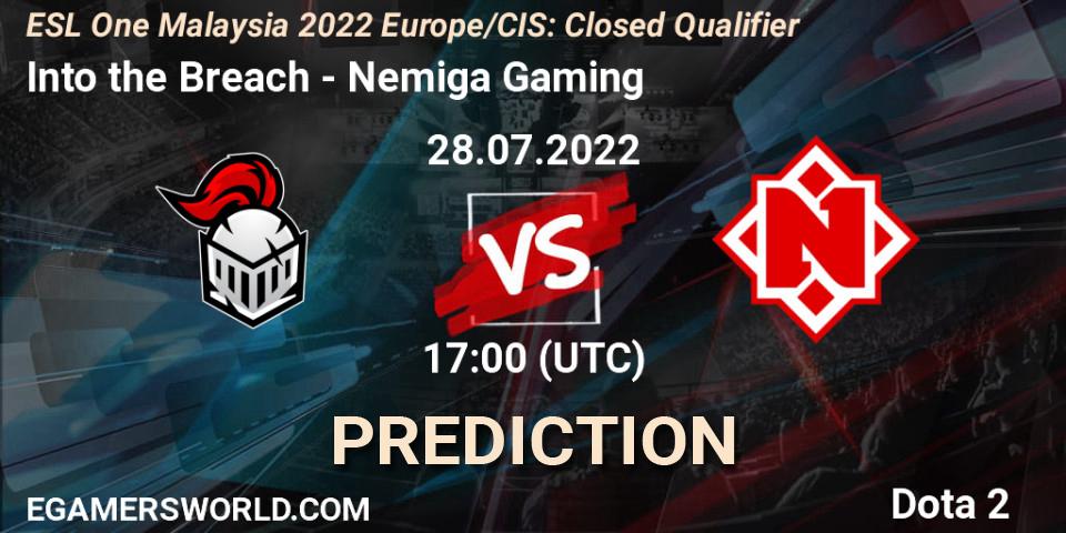 Into the Breach - Nemiga Gaming: прогноз. 28.07.2022 at 17:01, Dota 2, ESL One Malaysia 2022 Europe/CIS: Closed Qualifier