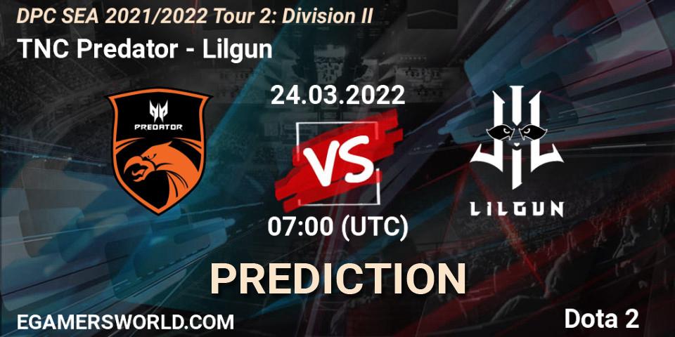TNC Predator - Lilgun: прогноз. 24.03.2022 at 07:05, Dota 2, DPC 2021/2022 Tour 2: SEA Division II (Lower)