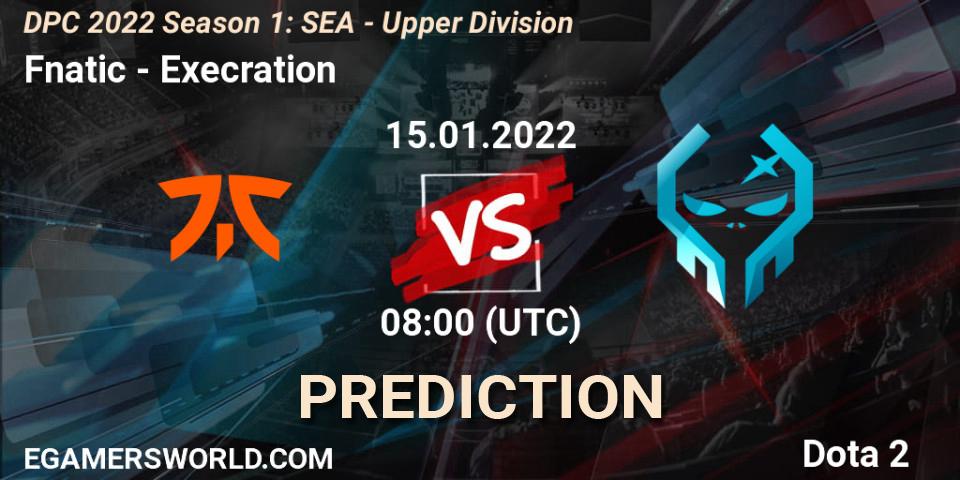 Fnatic - Execration: прогноз. 15.01.2022 at 09:08, Dota 2, DPC 2022 Season 1: SEA - Upper Division