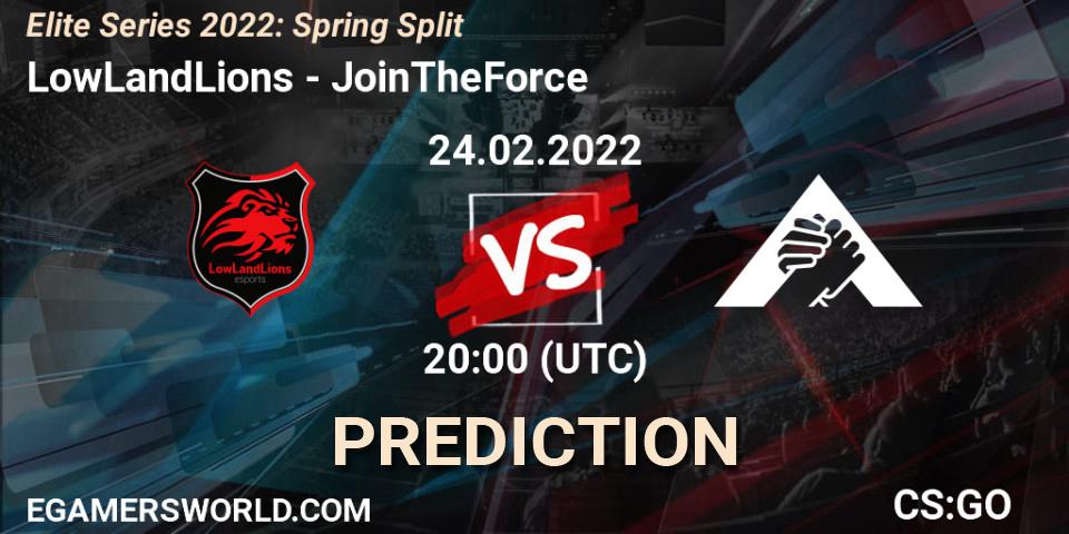LowLandLions - JoinTheForce: прогноз. 24.02.2022 at 20:00, Counter-Strike (CS2), Elite Series 2022: Spring Split