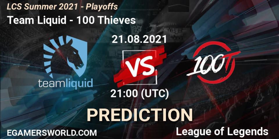 Team Liquid - 100 Thieves: прогноз. 21.08.2021 at 21:00, LoL, LCS Summer 2021 - Playoffs