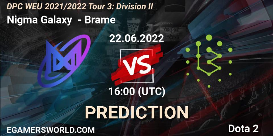 Nigma Galaxy - Brame: прогноз. 22.06.2022 at 15:56, Dota 2, DPC WEU 2021/2022 Tour 3: Division II