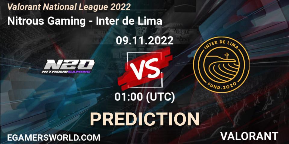 Nitrous Gaming - Inter de Lima: прогноз. 09.11.22, VALORANT, Valorant National League 2022