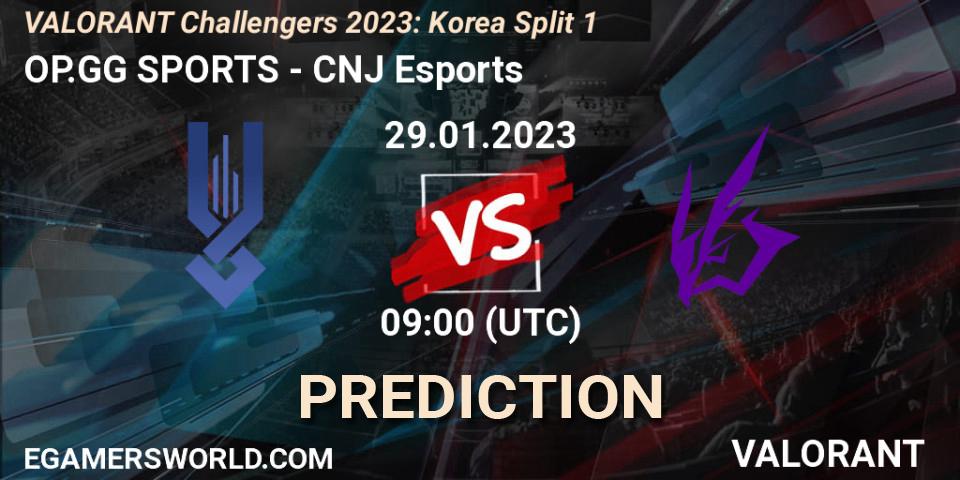 OP.GG SPORTS - CNJ Esports: прогноз. 29.01.2023 at 10:30, VALORANT, VALORANT Challengers 2023: Korea Split 1