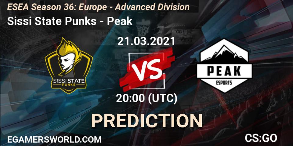 Sissi State Punks - Peak: прогноз. 21.03.2021 at 20:00, Counter-Strike (CS2), ESEA Season 36: Europe - Advanced Division