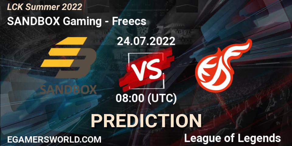 SANDBOX Gaming - Freecs: прогноз. 24.07.2022 at 08:00, LoL, LCK Summer 2022