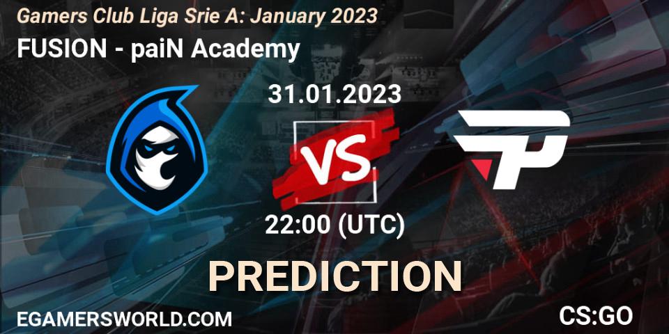 FUSION - paiN Academy: прогноз. 31.01.23, CS2 (CS:GO), Gamers Club Liga Série A: January 2023