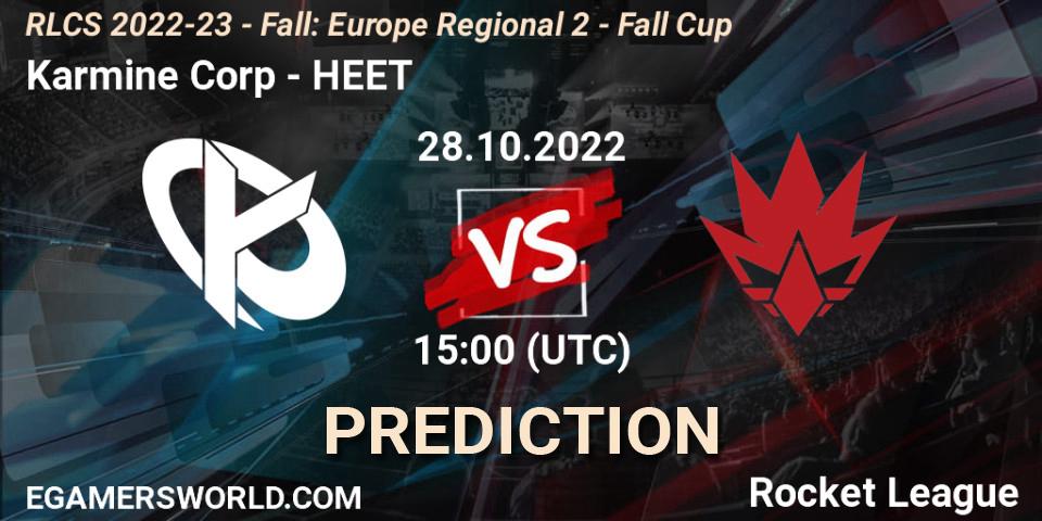 Karmine Corp - HEET: прогноз. 28.10.22, Rocket League, RLCS 2022-23 - Fall: Europe Regional 2 - Fall Cup